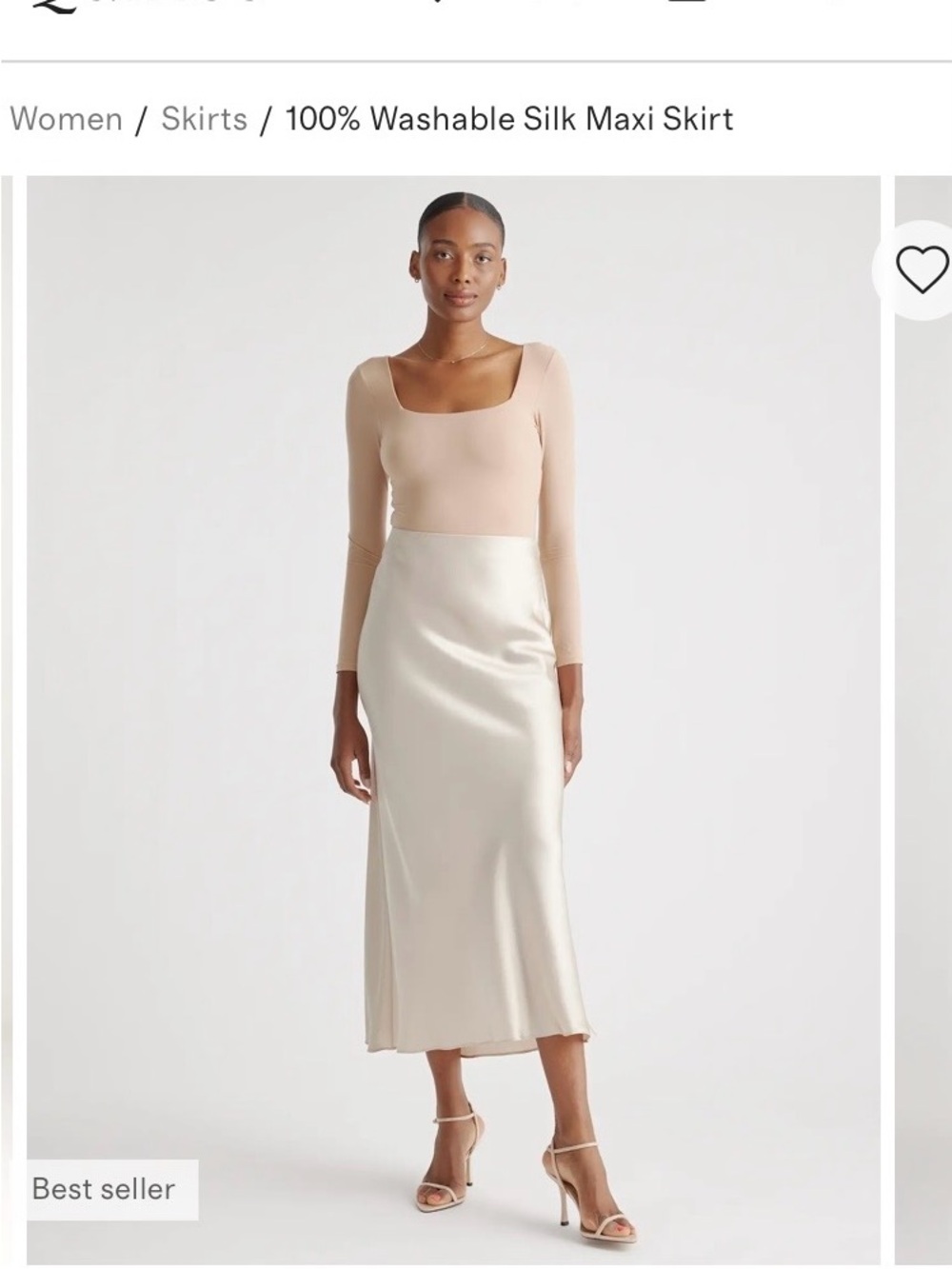 NWT Quince 100% Washable Silk Maxi Skirt in Champagne Size Medium